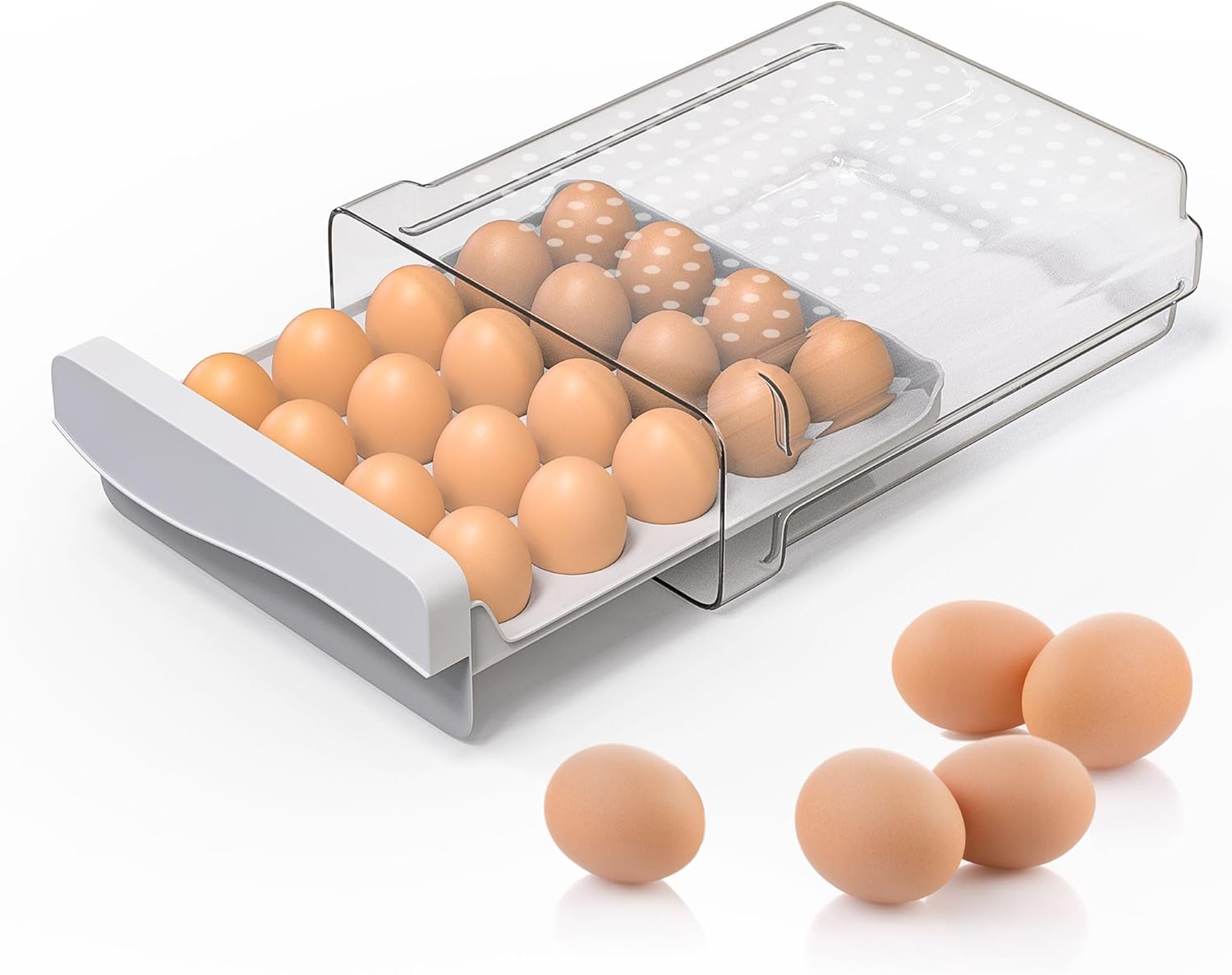 Petluno Plastic Egg Carton, Egg Holder, 20 Large Capacity Portable Storage Box for Eggs, Kitchen and Fridge Transparent Egg Carton for Storing Eggs Duck Eggs Transparent