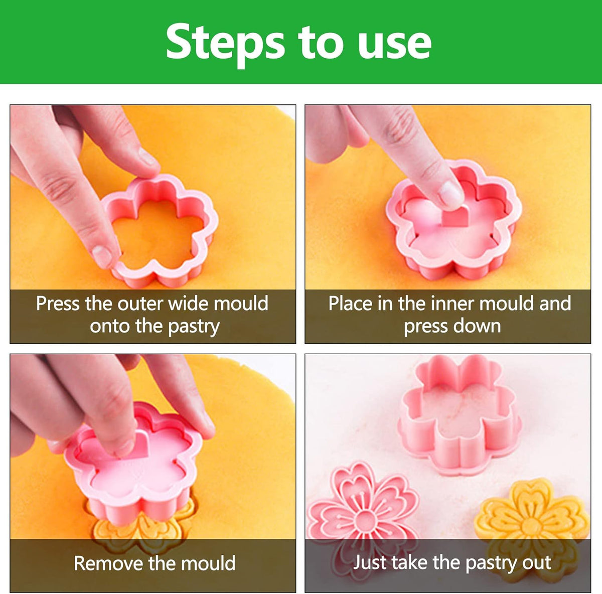 Set of 8 cookie cutters for kids, 3D cookie cutter, flower shape, cookie shape, DIY, baking cakes, tool, fondant, cake, baking