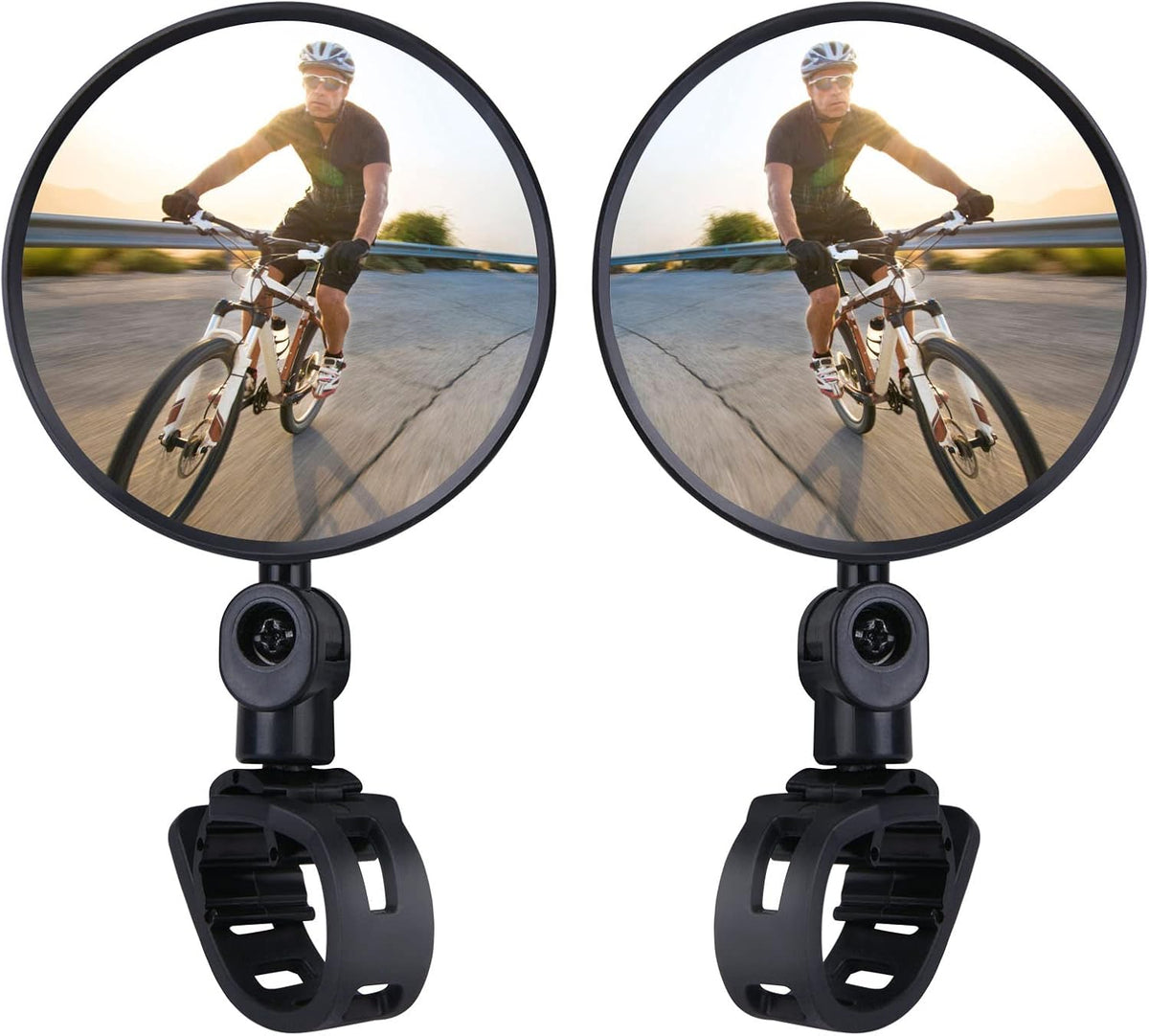 Petluno Bike Mirrors, 2 large angle mirrors 360° rotatable, adjustable, HD-nylon resin bike mirrors, for handlebars 15 to 35 mm, bike accessories for all round bikes