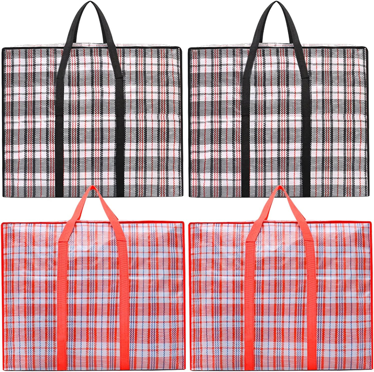 Storage bags, 4 pieces, large reusable moving bags, with zip closure and handles, storage bag, clothing, laundry bag, capacity, multifunctional for duvets