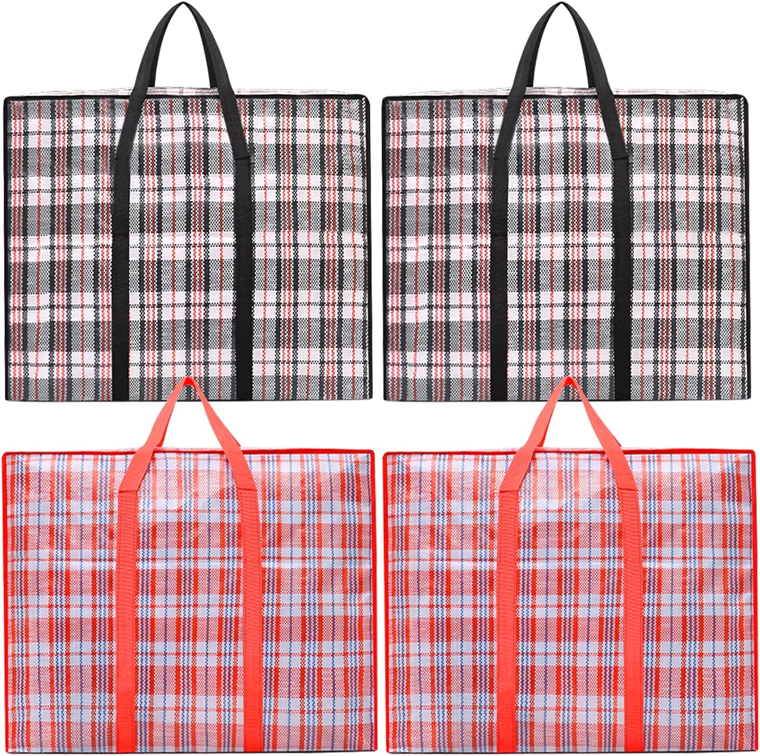 Storage bags, 4 pieces, large reusable moving bags, with zip closure and handles, storage bag, clothing, laundry bag, capacity, multifunctional for duvets