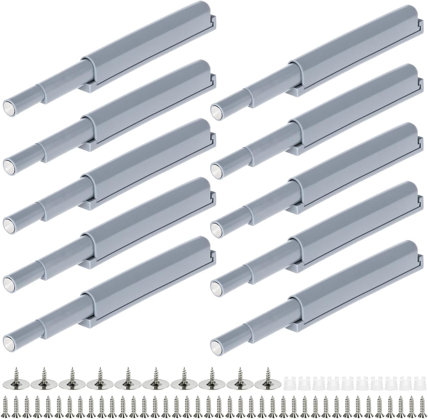 Petluno® Pack of 10 push-to-open door openers, soft close door dampers for kitchen cabinet doors