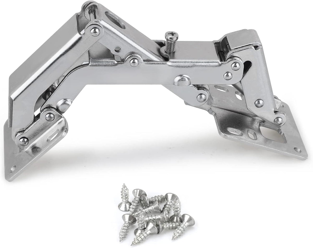Spring-loaded hinge, 170 degrees, for kitchen cabinets, door hinges, large angle door hinges, angle stop, self-closing hinge, 4 pieces, improved version with buffer damping