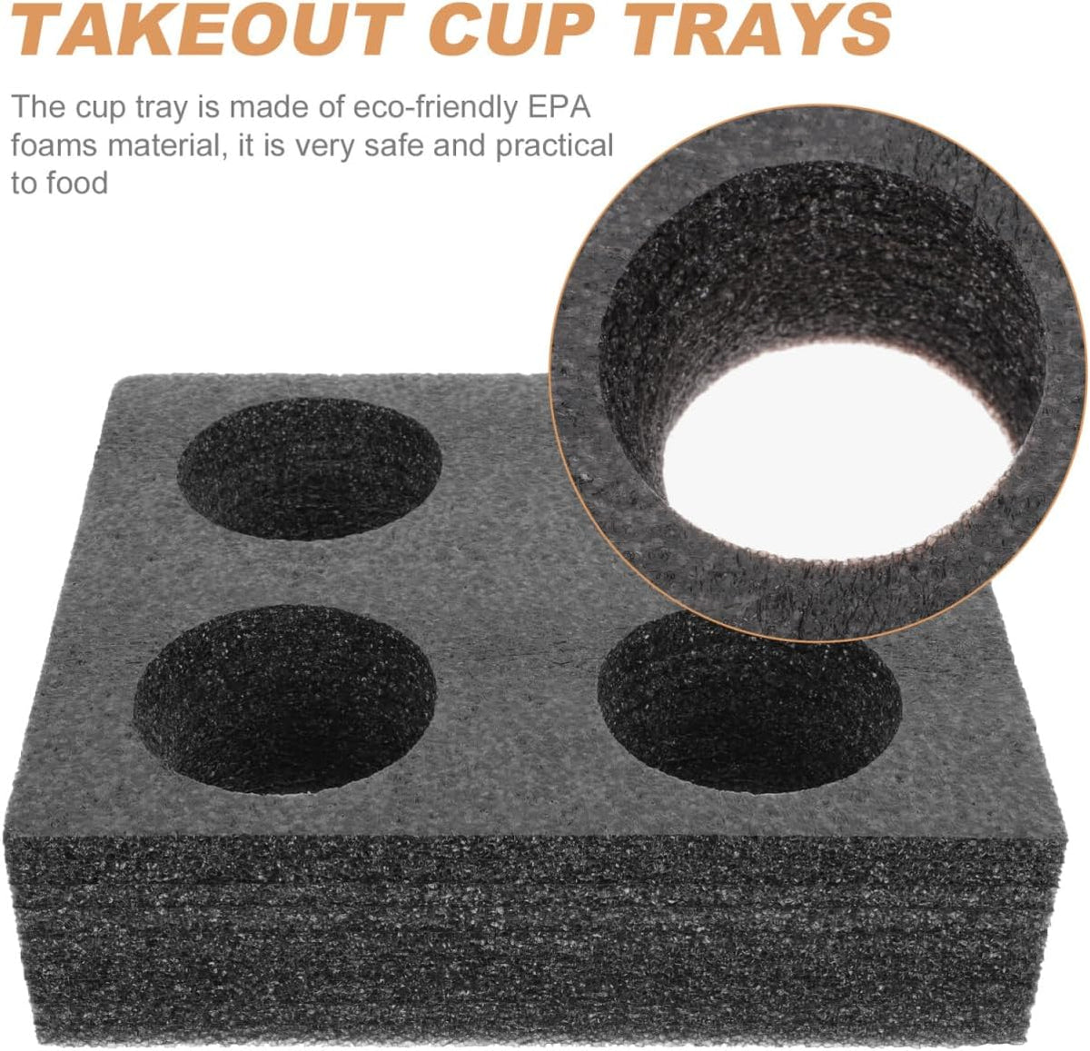 Takeaway Coffee Cup Bottle Carrier: 2Pcs Black Holders Foam - Hot or Cold Drinks Carrier Trays - Beverage Trays for Package Service - Packaging Supplies