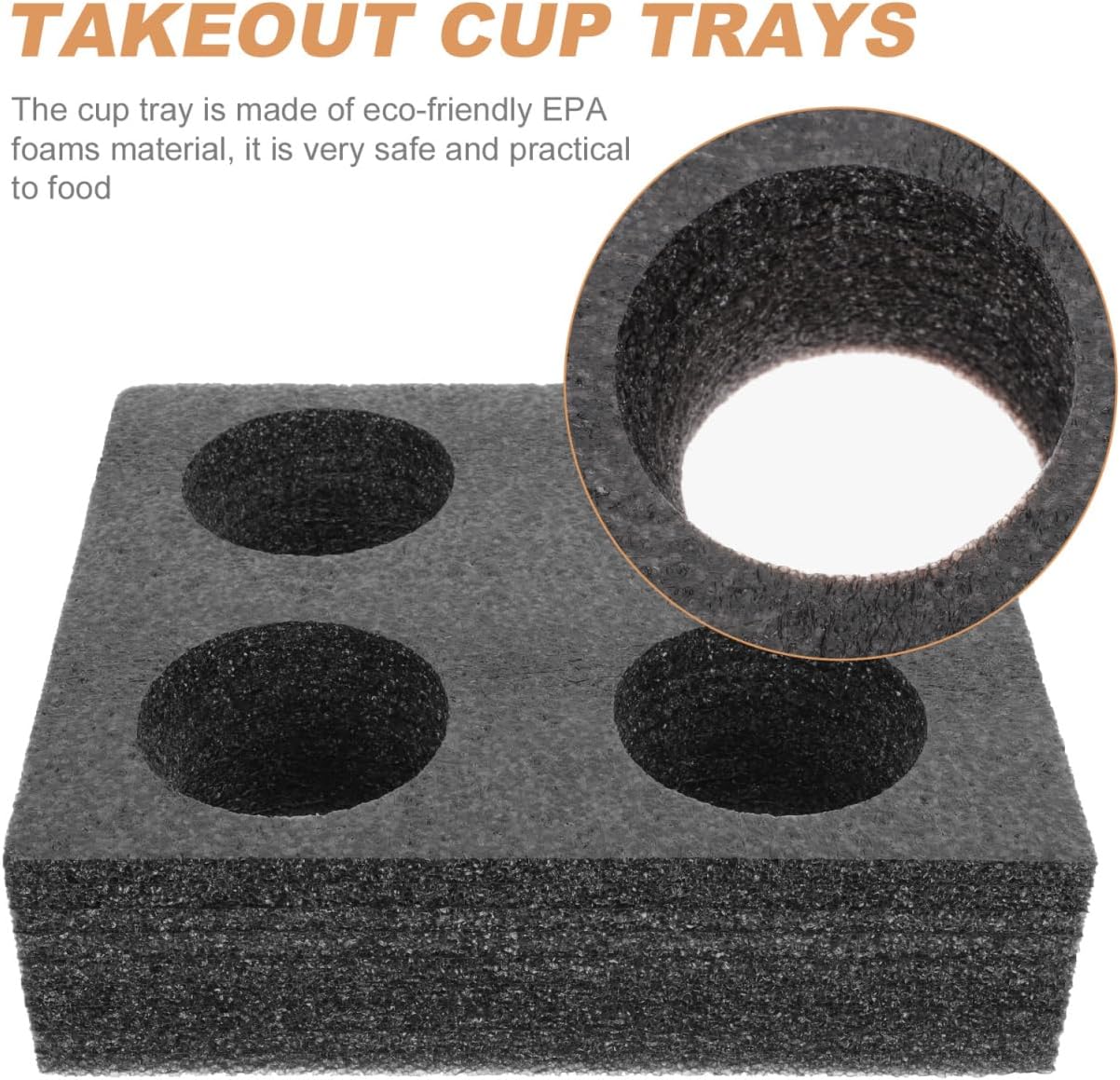 Takeaway Coffee Cup Bottle Carrier: 2Pcs Black Holders Foam - Hot or Cold Drinks Carrier Trays - Beverage Trays for Package Service - Packaging Supplies