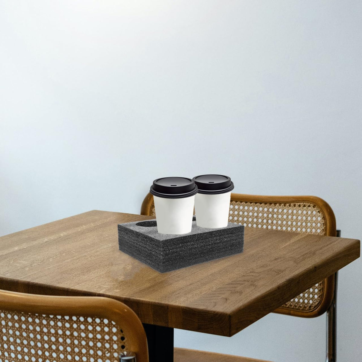 Takeaway Coffee Cup Bottle Carrier: 2Pcs Black Holders Foam - Hot or Cold Drinks Carrier Trays - Beverage Trays for Package Service - Packaging Supplies