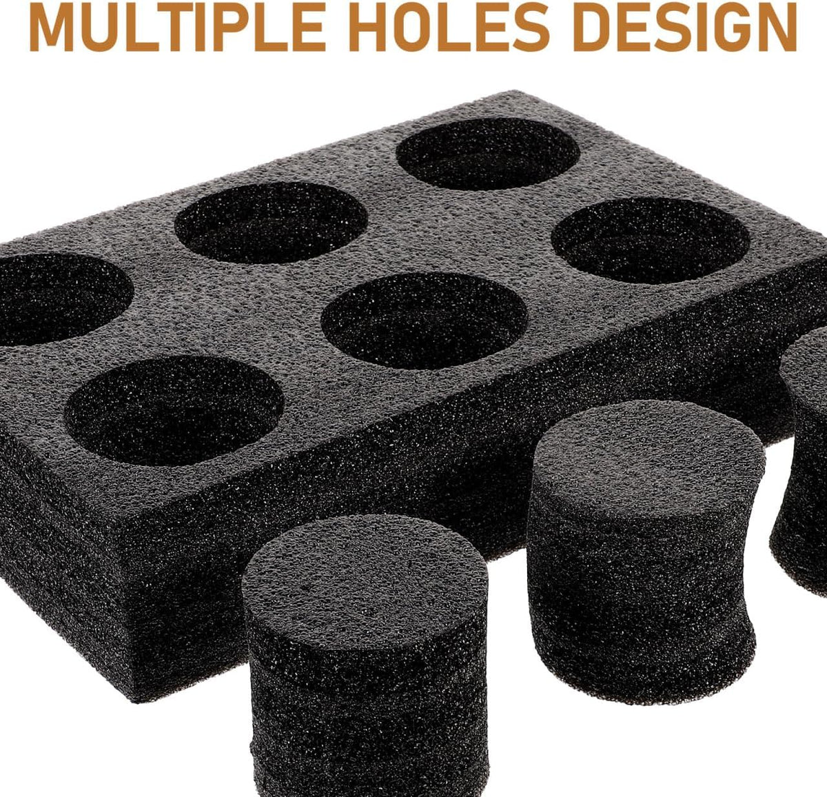 Petluno 6 Holes Takeout Beverage Cup Trays, Hot Cold Drinks Fixing Holders, Foam Coffee Carrier, Packing Tool for Restaurant Black