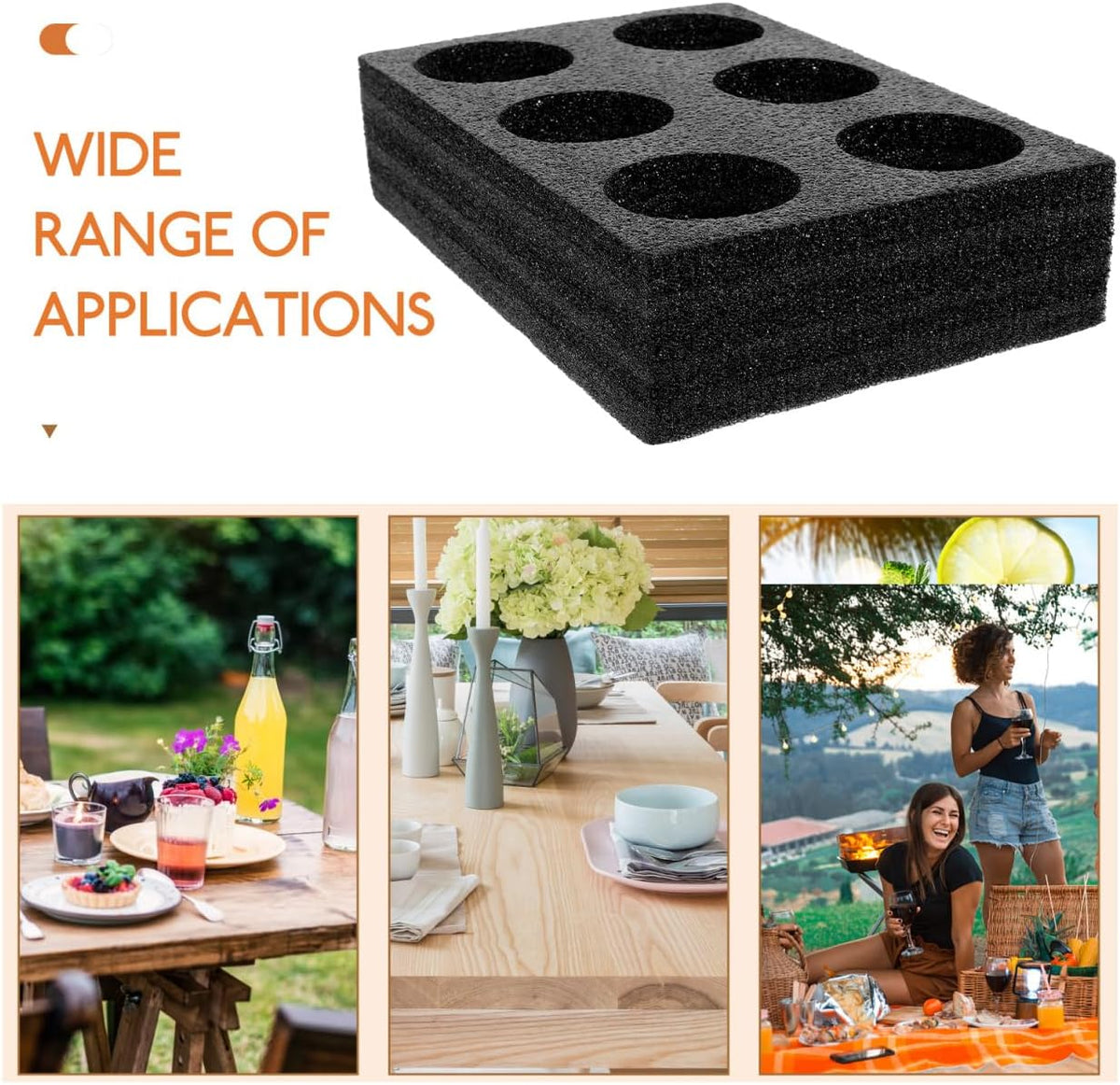 Petluno 6 Holes Takeout Beverage Cup Trays, Hot Cold Drinks Fixing Holders, Foam Coffee Carrier, Packing Tool for Restaurant Black