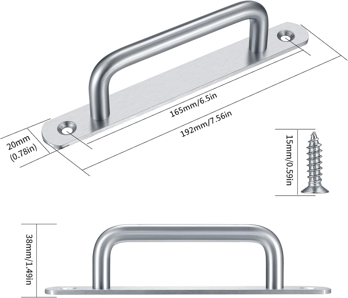 2 pieces sliding door handles, split door handles, sliding door handle with stainless steel plate, cabinet door handle, shed door handles, garden door handles (192 mm) 192MM