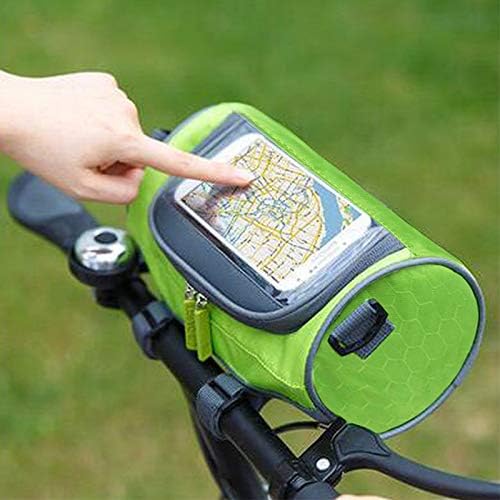 Waterproof Bicycle Handlebar Bag with Transparent Pouch and Adjustable Strap High-Capacity Cycling Front Pack #1 Green