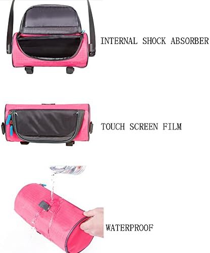 Waterproof Bicycle Handlebar Bag with Transparent Pouch and Adjustable Strap High-Capacity Cycling Front Pack #2 Pink
