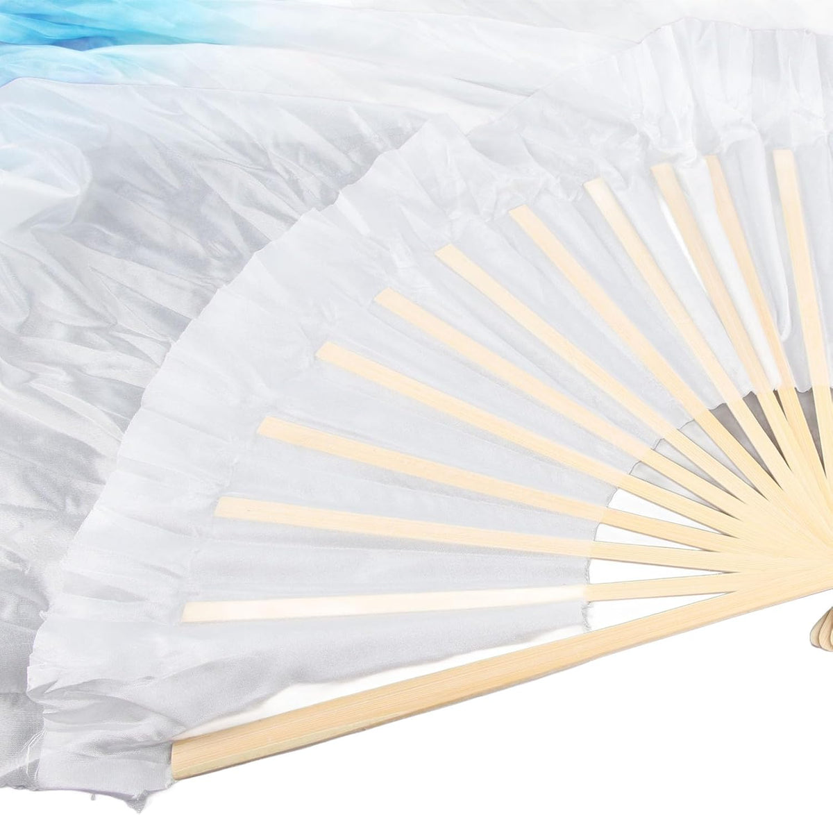 Dance Fan, 1 Pair Long Fan Belly Fans Folding Performance Classical (Blue)