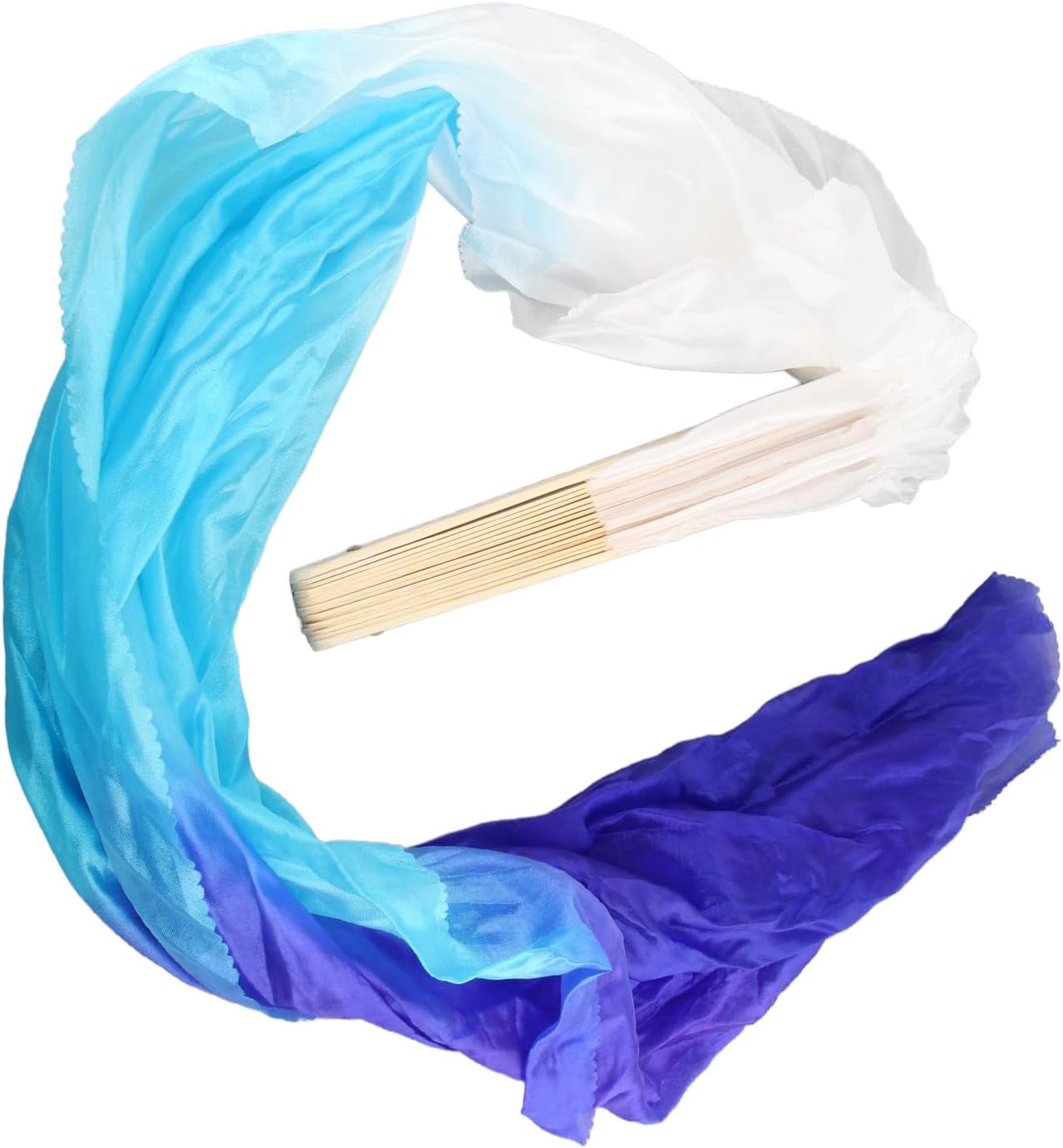 Dance Fan, 1 Pair Long Fan Belly Fans Folding Performance Classical (Blue)