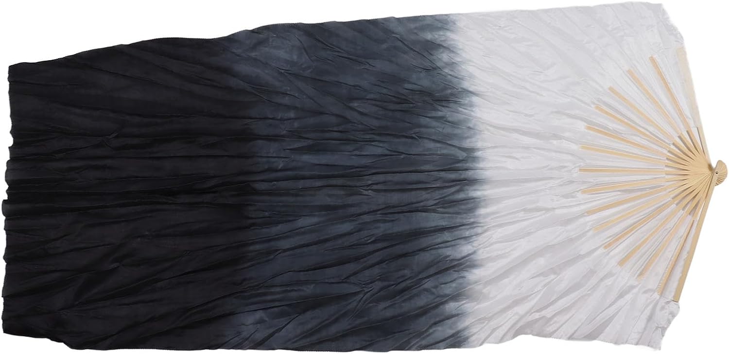 Dance Fan, 1 Pair Long Fan Belly Fans Folding Performance Classical (Black)