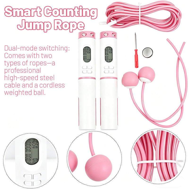 Electronic Smart Counting Jump Rope - Cordless and Corded Dual-Use - Professional Fitness and Weight Loss Equipment - Suitable for Adults and Children - Rope Length: 280 cm - Includes Storage Bag - Multiple Accessories - Essential for Home Fitness and Wei