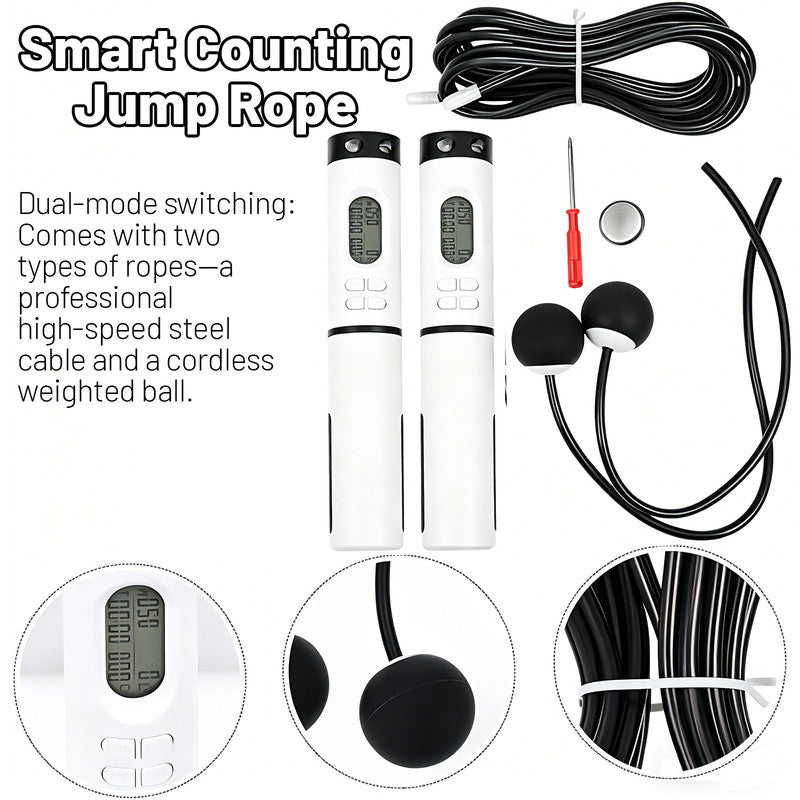 Electronic Smart Counting Jump Rope - Cordless and Corded Dual-Use - Professional Fitness and Weight Loss Equipment - Suitable for Adults and Children - Rope Length: 280 cm - Includes Storage Bag - Multiple Accessories - Essential for Home Fitness and Wei