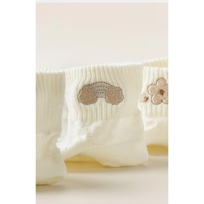 10-Pair White Series Ankle Socks, Women's Cute Socks - Printed Socks - House Socks - Casual Socks.