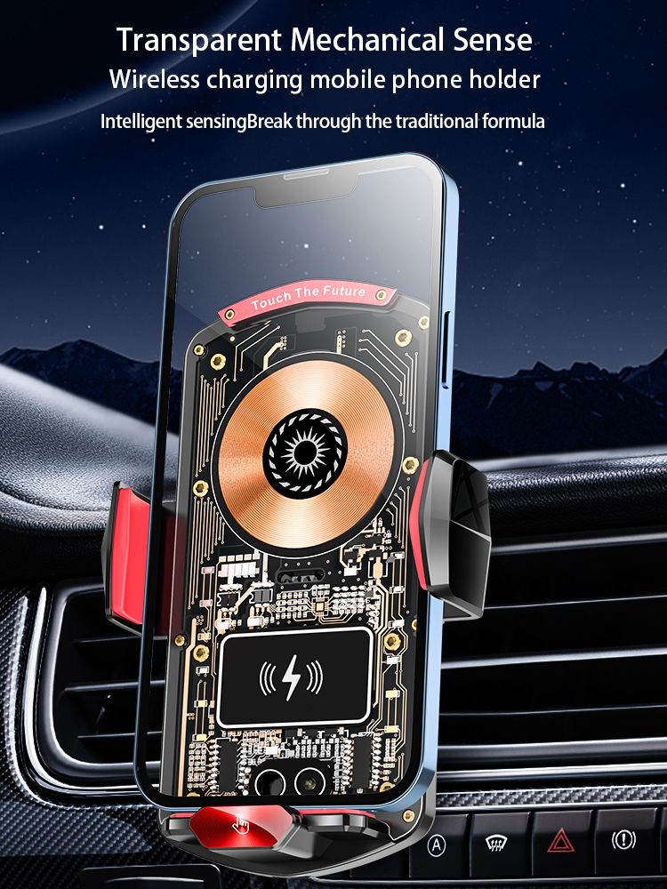 A6 Magnetic Dual Mode Wireless Car Charger Mount for iPhone Samsung Android Phones，red