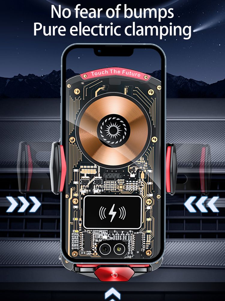 A6 Magnetic Dual Mode Wireless Car Charger Mount for iPhone Samsung Android Phones，red