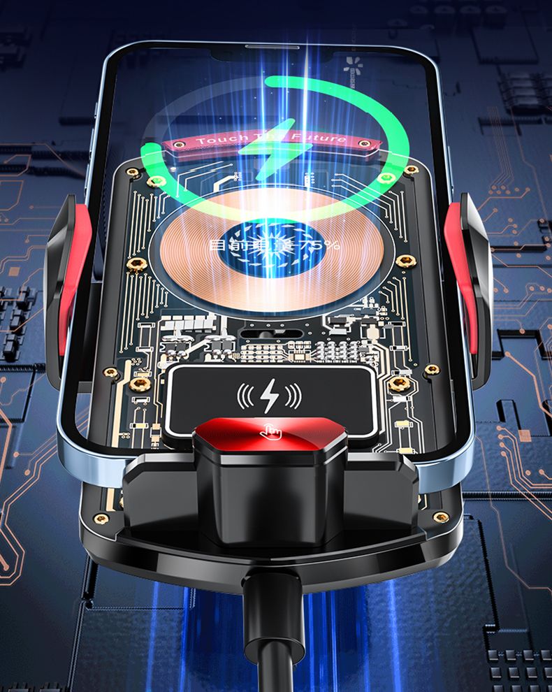 A6 Magnetic Dual Mode Wireless Car Charger Mount for iPhone Samsung Android Phones，red