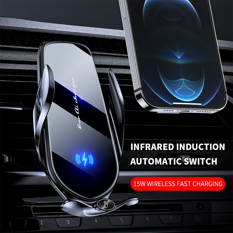 FJ22 Auto Clamping Wireless Car Charger Mount Infrared Air Vent Phone Holder，red