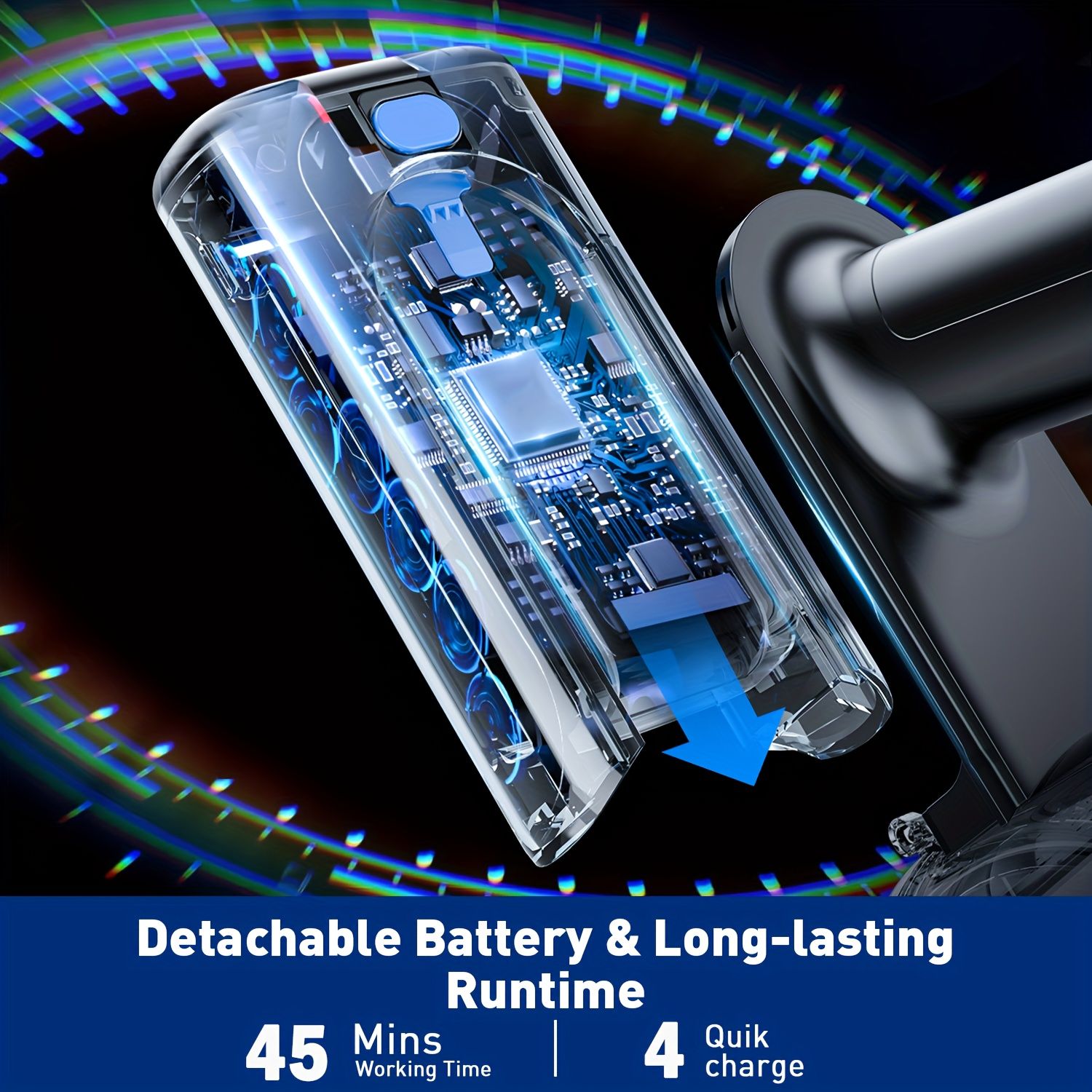 Cordless Vacuum Cleaner, 8 In 1 Powerful Suction Lightweight Vacuum Cleaner For Home, Led Display, 3 Suction Modes, 55Kpa Powerful Suction，45mins Detachable Battery Vacuum For Hard Floor Carpet Pet Hair