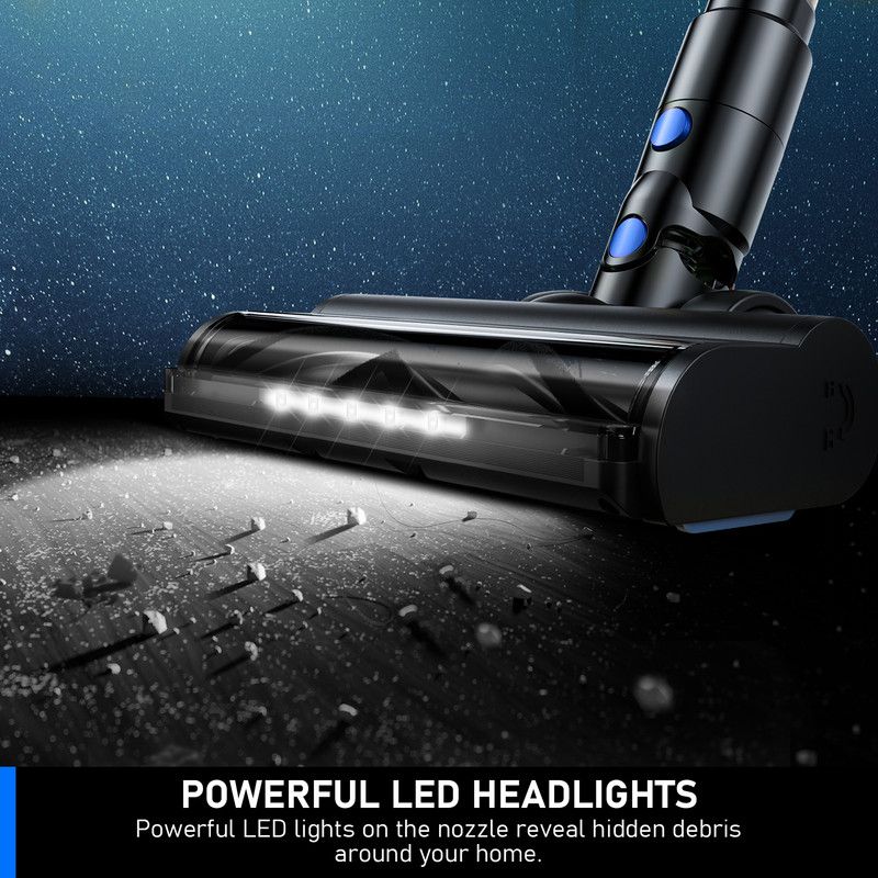 Cordless Vacuum Cleaner, 55Kpa/8 in 1 Powerful Suction Lightweight Vacuum Cleaner for Home, LED Display, 3 Suction Modes, 45Mins Detachable Battery Vacuum for Hard Floor Carpet Pet Hair