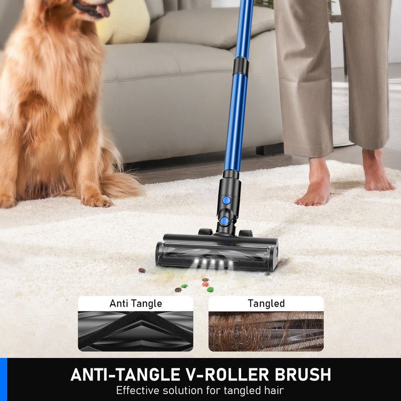 Cordless Vacuum Cleaner, 55Kpa/8 in 1 Powerful Suction Lightweight Vacuum Cleaner for Home, LED Display, 3 Suction Modes, 45Mins Detachable Battery Vacuum for Hard Floor Carpet Pet Hair