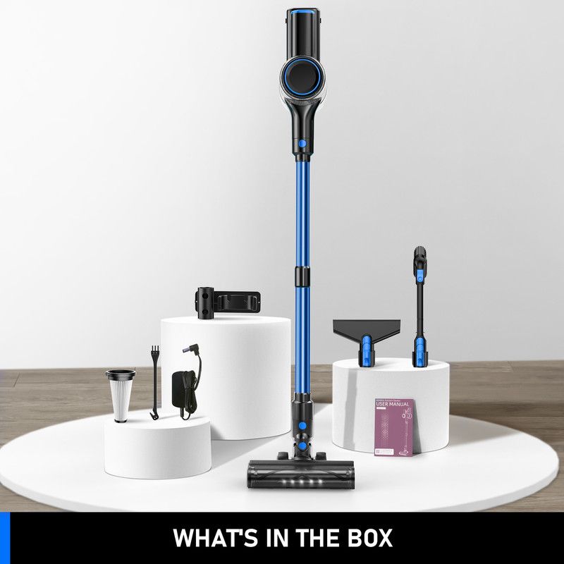 Cordless Vacuum Cleaner, 55Kpa/8 in 1 Powerful Suction Lightweight Vacuum Cleaner for Home, LED Display, 3 Suction Modes, 45Mins Detachable Battery Vacuum for Hard Floor Carpet Pet Hair
