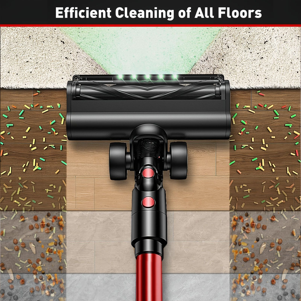 Cordless Vacuum Cleaner 8 in 1 55Kpa Powerful Suction Lightweight,LED Display,45Mins Detachable Battery Vacuum for Floor/Carpet