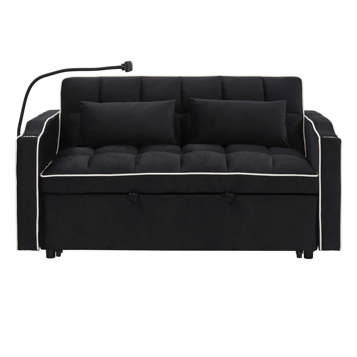 Fashionable Modern and Multi-functional Foldable Velvet Sofa Bed - Beige