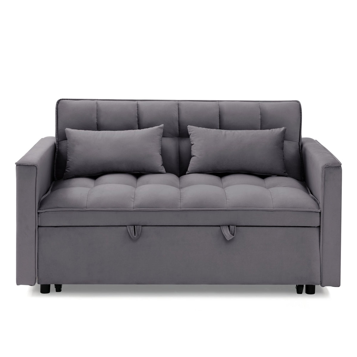 Fashionable Modern and Multi-functional Foldable Velvet Sofa Bed - Dark grey