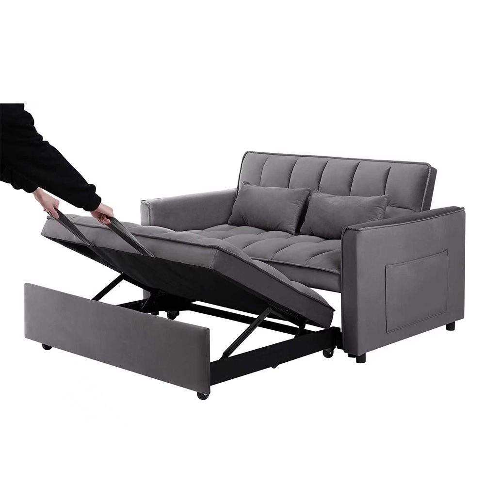 Fashionable Modern and Multi-functional Foldable Velvet Sofa Bed - Blue