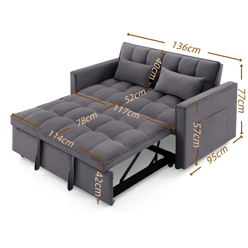 Fashionable Modern and Multi-functional Foldable Velvet Sofa Bed - Blue