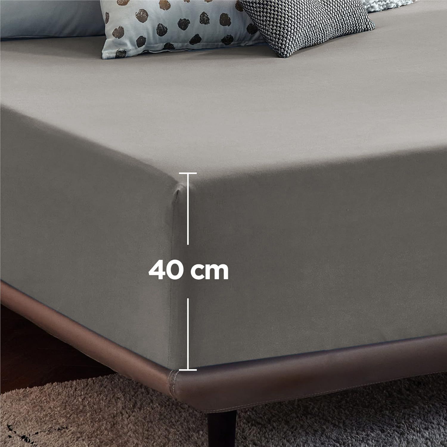 2000TC Hotel Quality Fitted Sheets - 2 Piece Fitted Sheets  -Breathable Bedding - Wrinkle, Fade, Stain Resistant- 16inch/40cm Deep Pocket Fitted Bed Sheets-Wrinkle and Fade Resistant,(Grey,King)