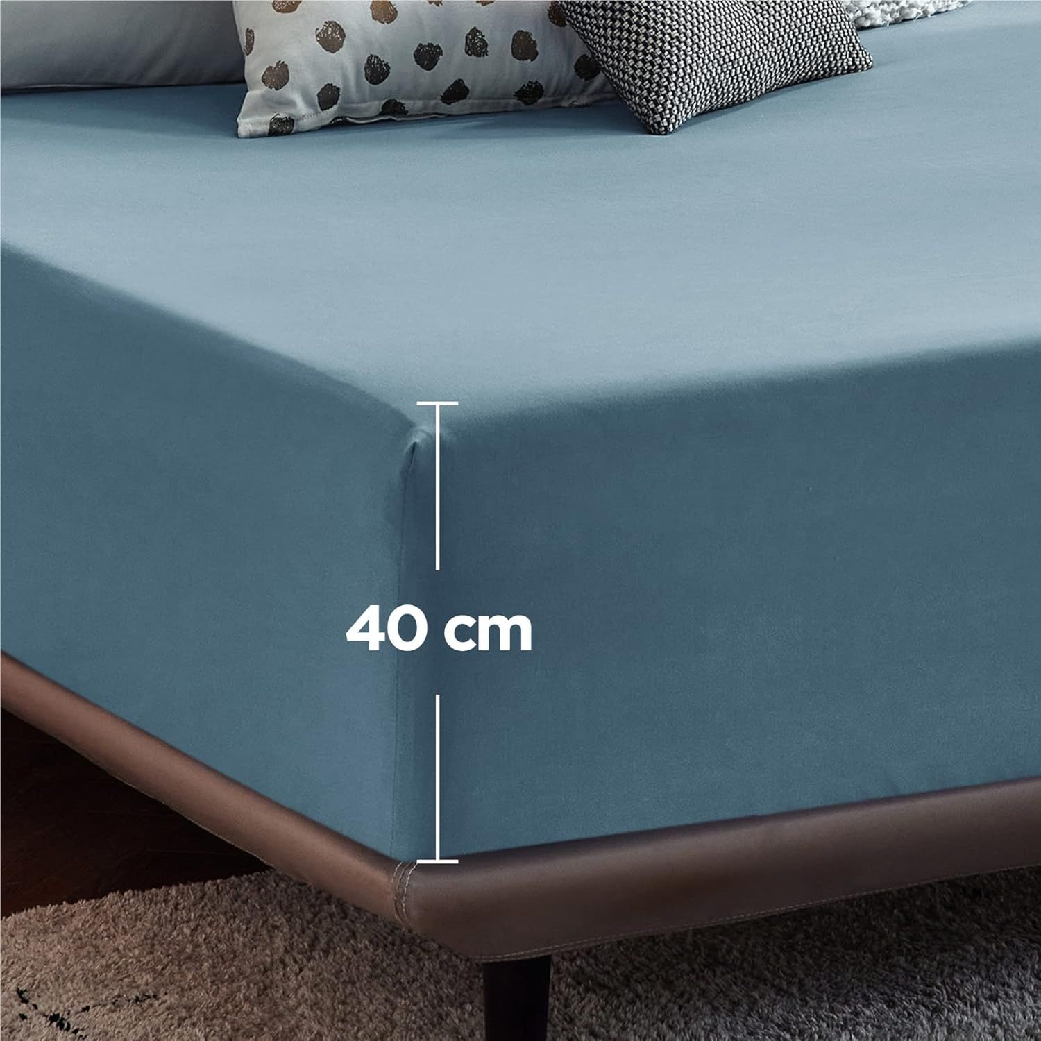 2000TC Hotel Quality Fitted Sheets - 2 Piece Fitted Sheets  -Breathable Bedding - Wrinkle, Fade, Stain Resistant- 16inch/40cm Deep Pocket Fitted Bed Sheets-Wrinkle and Fade Resistant,(Ocean,King Single)