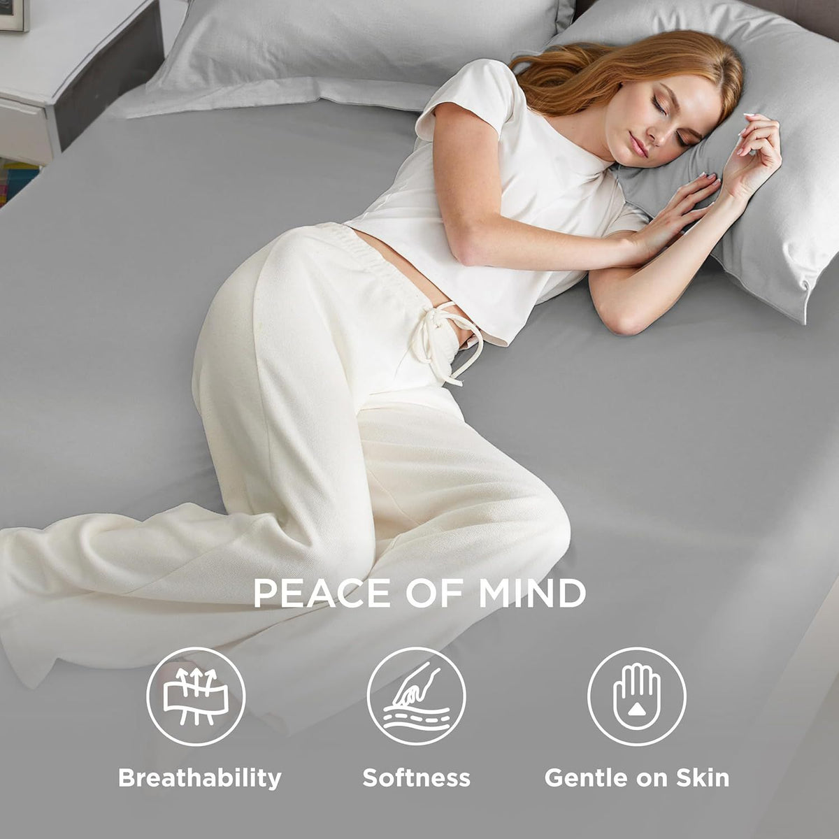 2000TC Hotel Quality Fitted Sheets - 2 Piece Fitted Sheets  -Breathable Bedding - Wrinkle, Fade, Stain Resistant- 16inch/40cm Deep Pocket Fitted Bed Sheets-Wrinkle and Fade Resistant,(Silver-gray,Queen)