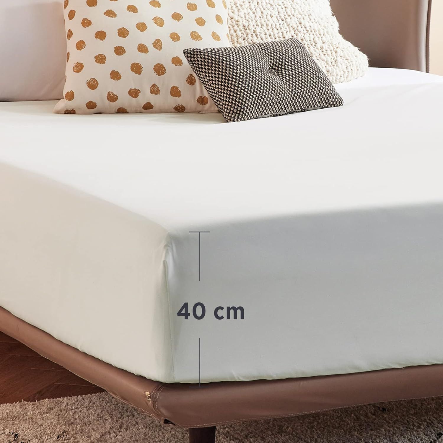 2000TC Hotel Quality Fitted Sheets - 2 Piece Fitted Sheets  -Breathable Bedding - Wrinkle, Fade, Stain Resistant- 16inch/40cm Deep Pocket Fitted Bed Sheets-Wrinkle and Fade Resistant,(White,Single)