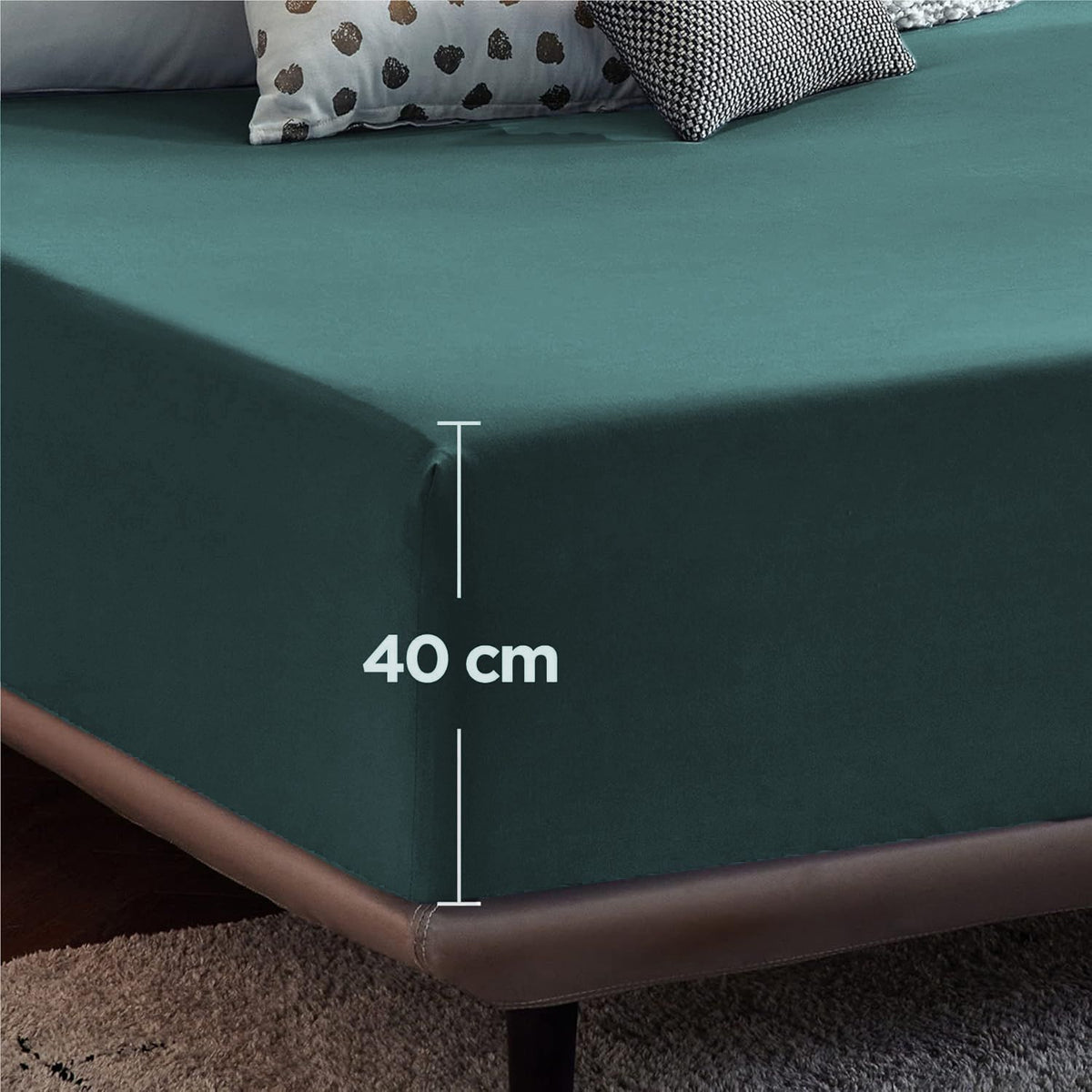 2000TC Hotel Quality Fitted Sheets - 2 Piece Fitted Sheets  -Breathable Bedding - Wrinkle, Fade, Stain Resistant- 16inch/40cm Deep Pocket Fitted Bed Sheets-Wrinkle and Fade Resistant,(Biscay blue,Single)
