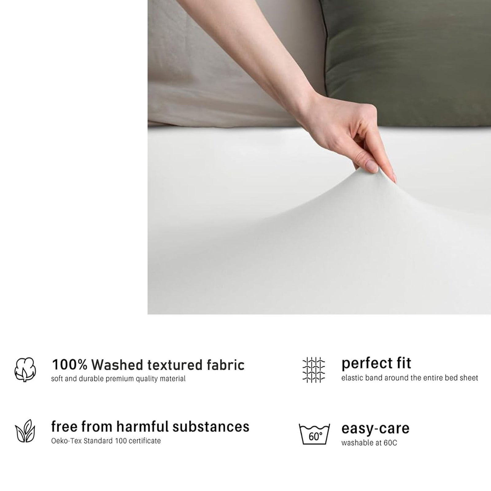 Hotel Quality Fitted sheets - 2 Piece Fitted sheets  -Breathable Bedding - Wrinkle, Fade, Stain Resistant- 26inch/40cm Deep Pocket Fitted Bed Sheet-Wrinkle and Fade Resistant,(White,Double)