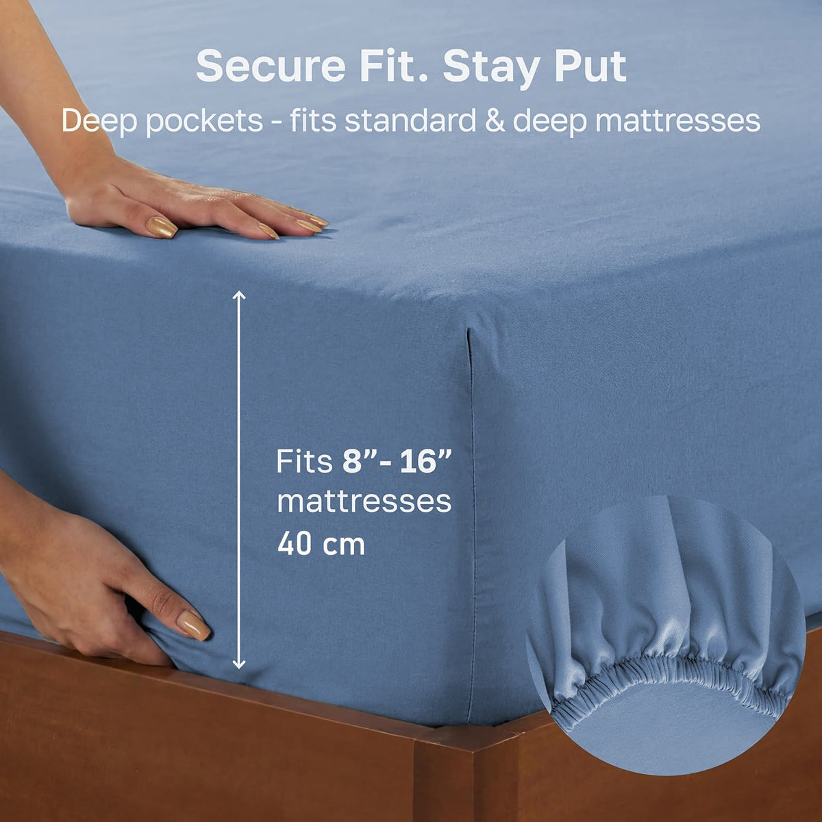 Hotel Quality Fitted sheets - 2 Piece Fitted sheets  -Breathable Bedding - Wrinkle, Fade, Stain Resistant- 26inch/40cm Deep Pocket Fitted Bed Sheet-Wrinkle and Fade Resistant,(Ocean,Double)