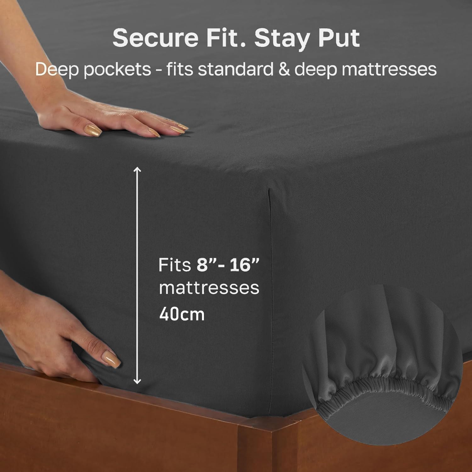 Hotel Quality Fitted sheets - 2 Piece Fitted sheets  -Breathable Bedding - Wrinkle, Fade, Stain Resistant- 26inch/40cm Deep Pocket Fitted Bed Sheet-Wrinkle and Fade Resistant,(Dark gray,Double)