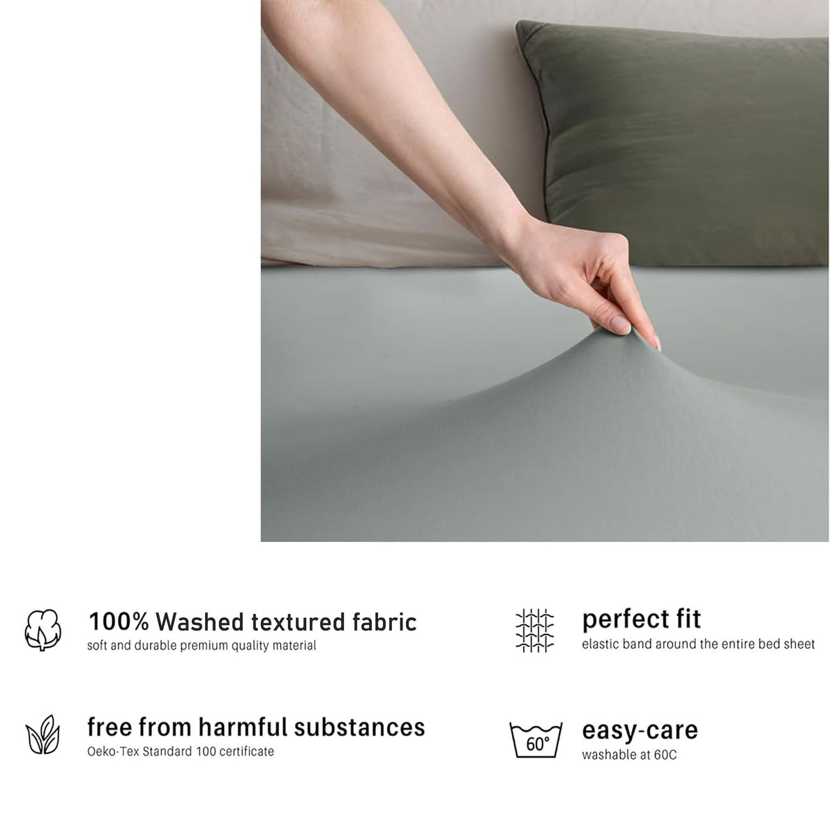 Hotel Quality Fitted sheets - 2 Piece Fitted sheets  -Breathable Bedding - Wrinkle, Fade, Stain Resistant- 26inch/40cm Deep Pocket Fitted Bed Sheet-Wrinkle and Fade Resistant,(Silver-gray,Double)
