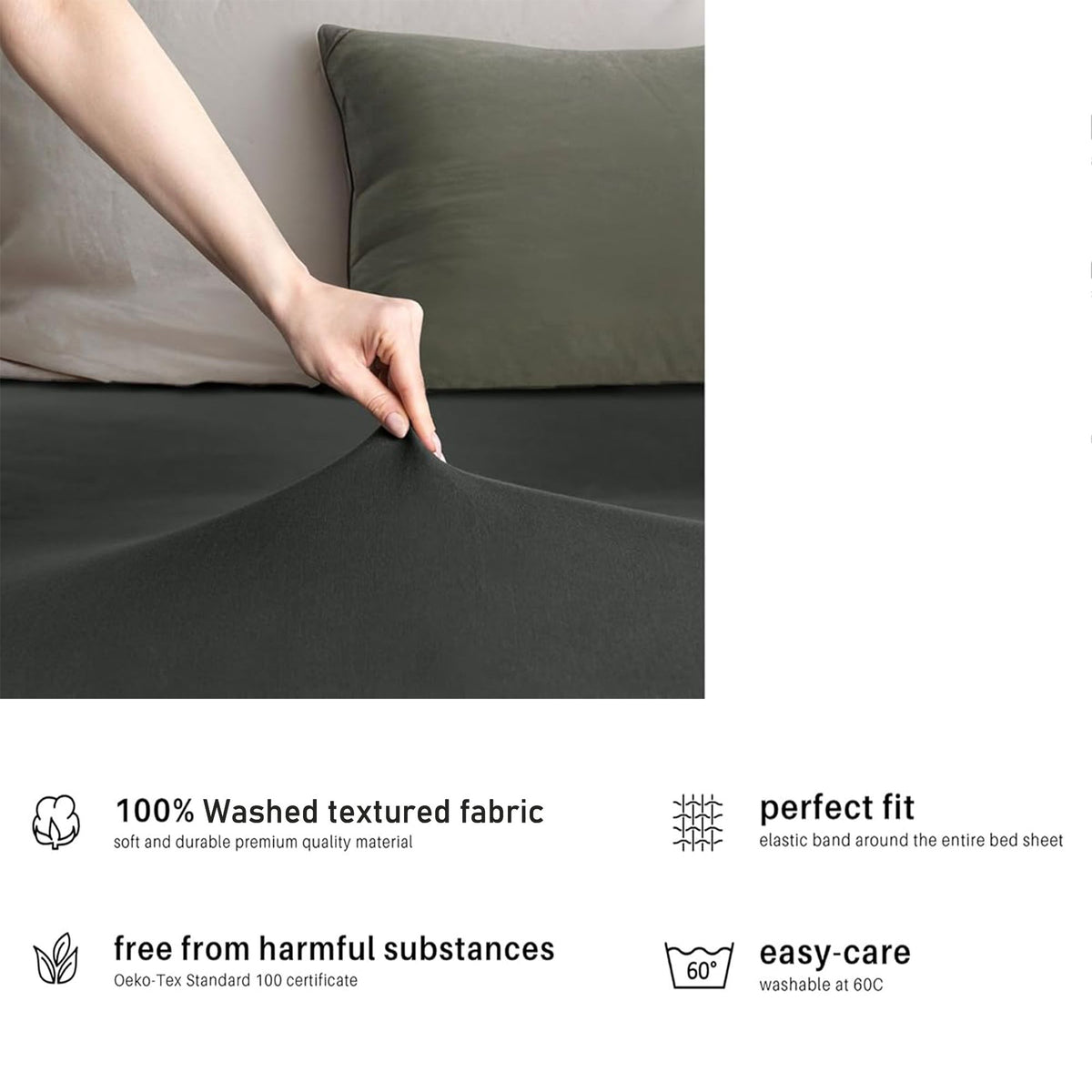 Hotel Quality Fitted sheets - 2 Piece Fitted sheets  -Breathable Bedding - Wrinkle, Fade, Stain Resistant- 26inch/40cm Deep Pocket Fitted Bed Sheet-Wrinkle and Fade Resistant,(Dark gray,King)