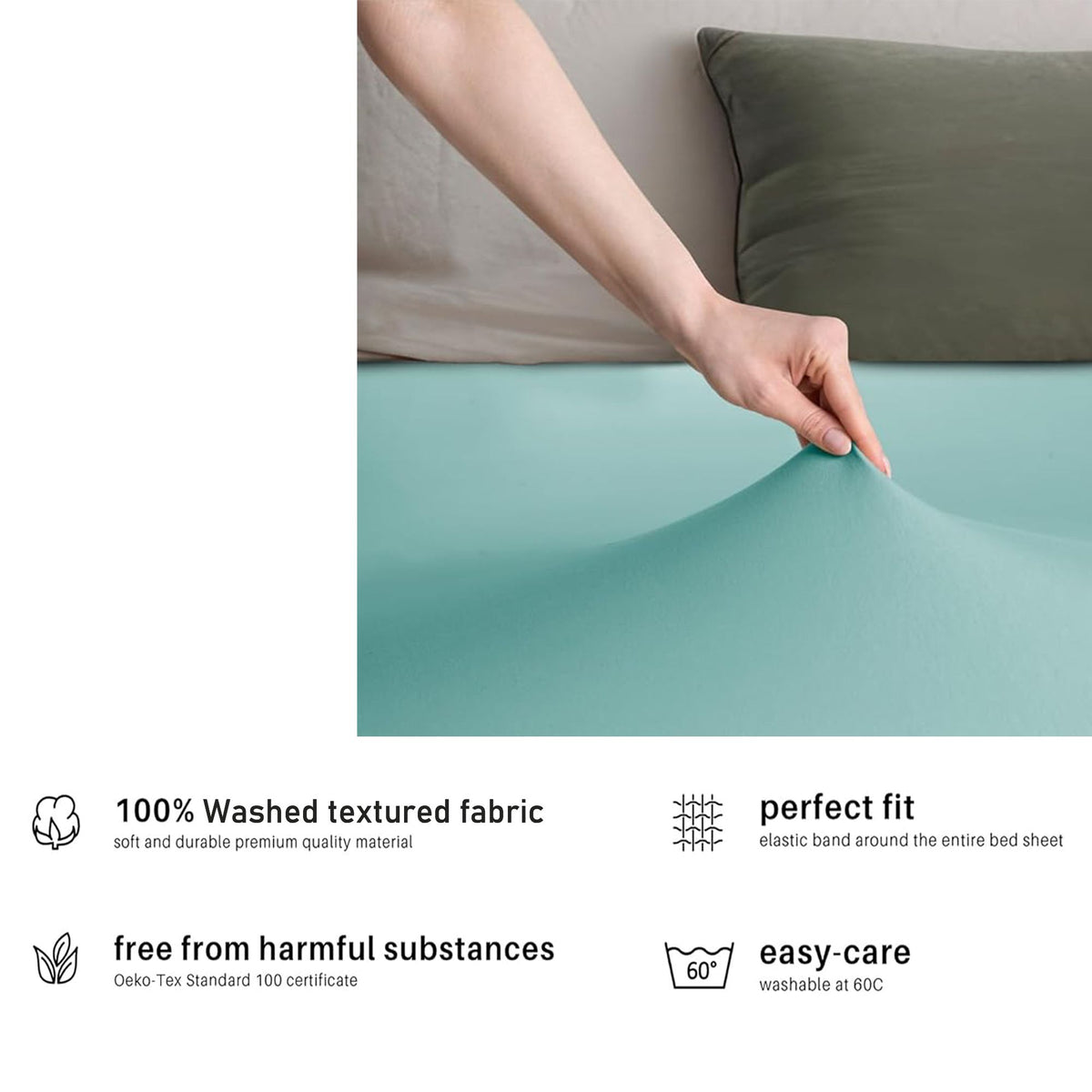 Hotel Quality Fitted sheets - 2 Piece Fitted sheets  -Breathable Bedding - Wrinkle, Fade, Stain Resistant- 26inch/40cm Deep Pocket Fitted Bed Sheet-Wrinkle and Fade Resistant,(Ice blue,King Single)