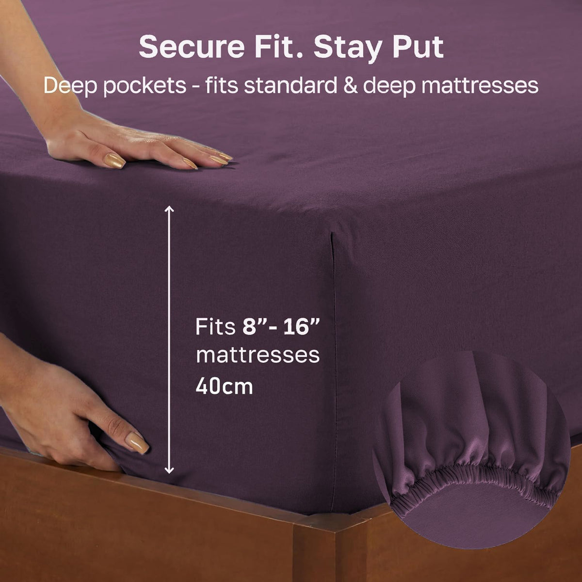 Hotel Quality Fitted sheets - 2 Piece Fitted sheets  -Breathable Bedding - Wrinkle, Fade, Stain Resistant- 26inch/40cm Deep Pocket Fitted Bed Sheet-Wrinkle and Fade Resistant,(Purple,King Single)