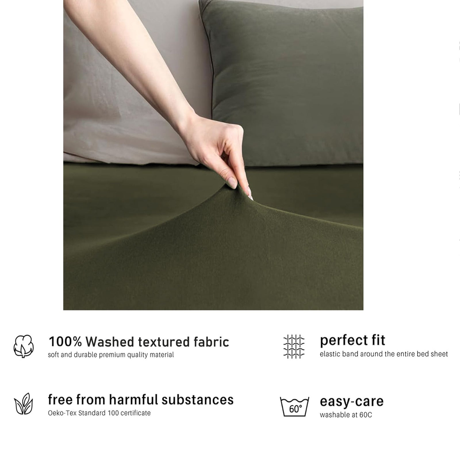 Hotel Quality Fitted sheets - 2 Piece Fitted sheets  -Breathable Bedding - Wrinkle, Fade, Stain Resistant- 26inch/40cm Deep Pocket Fitted Bed Sheet-Wrinkle and Fade Resistant,(Olive green,Queen)