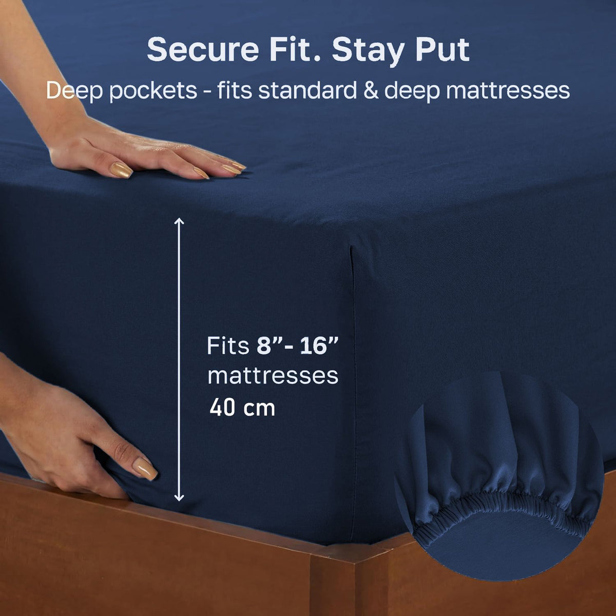 Hotel Quality Fitted sheets - 2 Piece Fitted sheets  -Breathable Bedding - Wrinkle, Fade, Stain Resistant- 26inch/40cm Deep Pocket Fitted Bed Sheet-Wrinkle and Fade Resistant,(Navy,Super King)