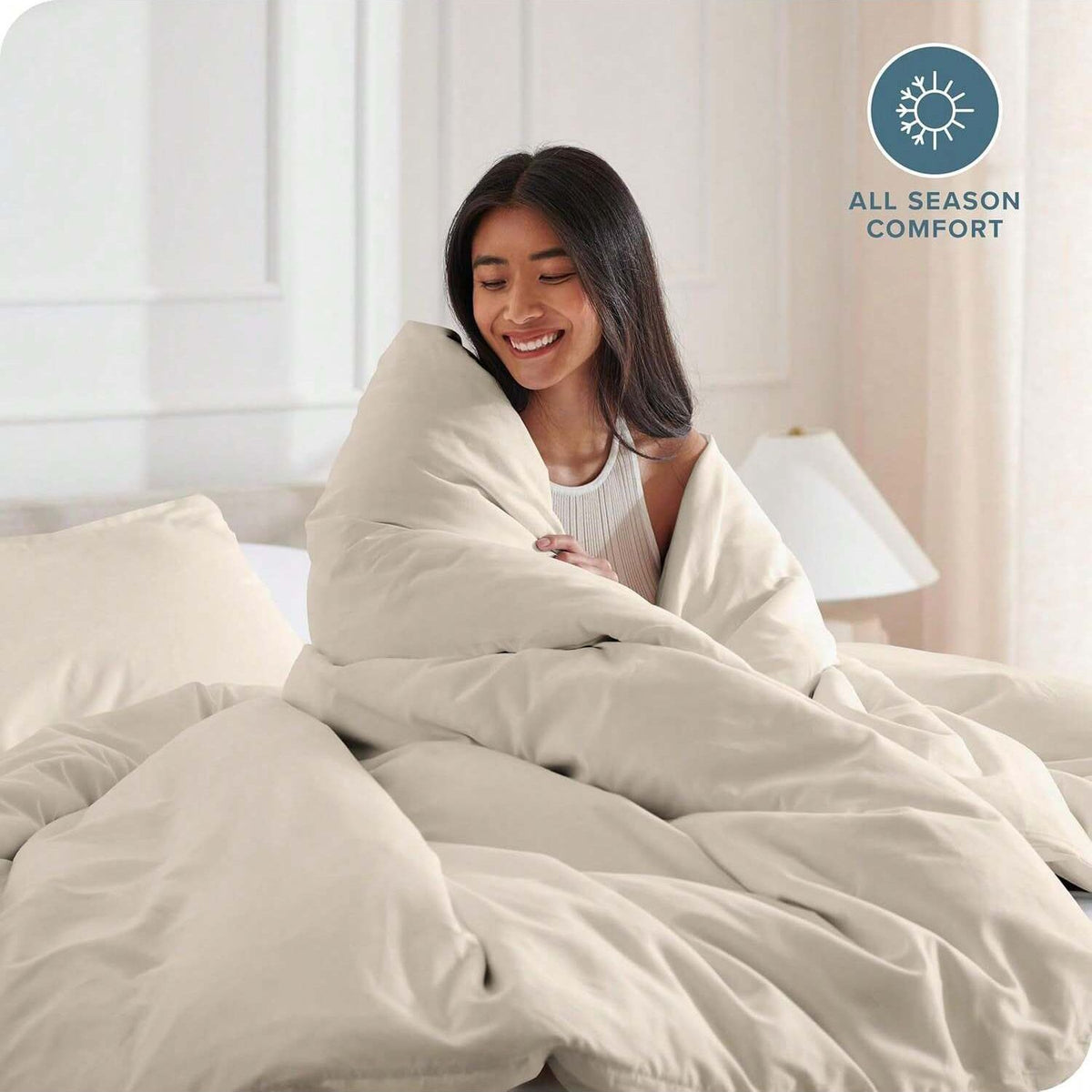 3 Piece Hotel Soft Microfiber Quilt Cover Set-2000TC Duvet/Donna Cover Set & Pillowcases -1 Quilt Cover Zipper Closure & 1 x Pillowcases-Breathable Bedding - Wrinkle, Fade, Stain Resistant(Camel Beige,Queen)