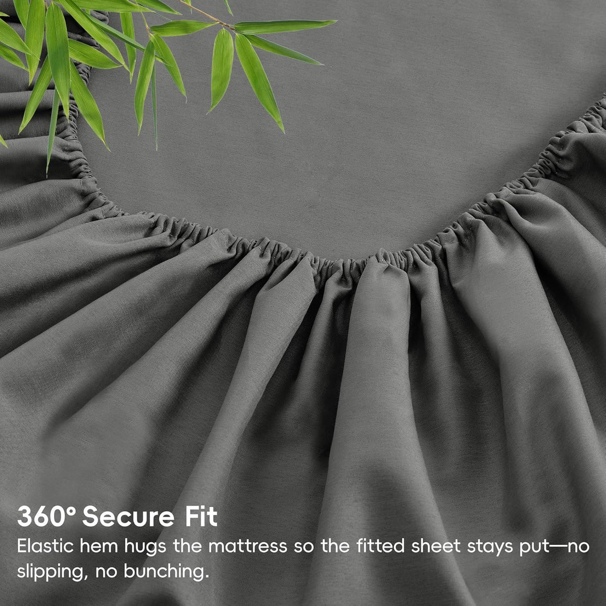 Hotel Breathable Bamboo Fitted Sheet & Pillowcase-3 Piece-Ultra Soft 2000TC Breathable Fitted Bed Sheets Set with 40 Centimetre Deep Pocket-Cooling Sheets for Hot Sleepers(Grey,Super King)